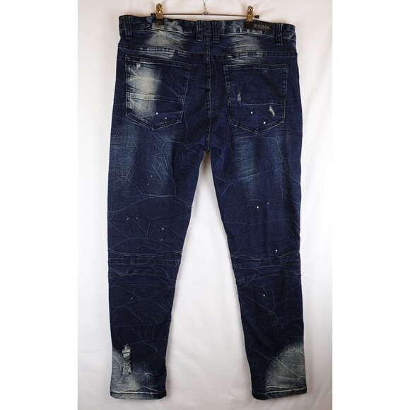 CJ Black Premium Jeans Mens 38x32 Skinny Flex Distressed Zippered Leg Biker - Picture 12 of 15